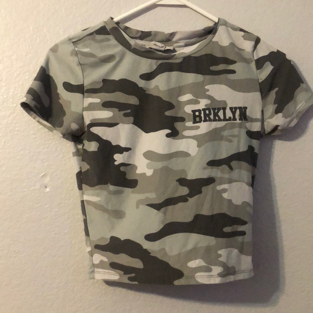 A camo Brooklyn crop top
